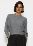 Feinstrickpullover mit Fledermausärmel - grau