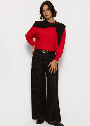 Feinstrickpullover mit Fledermausärmel - rot