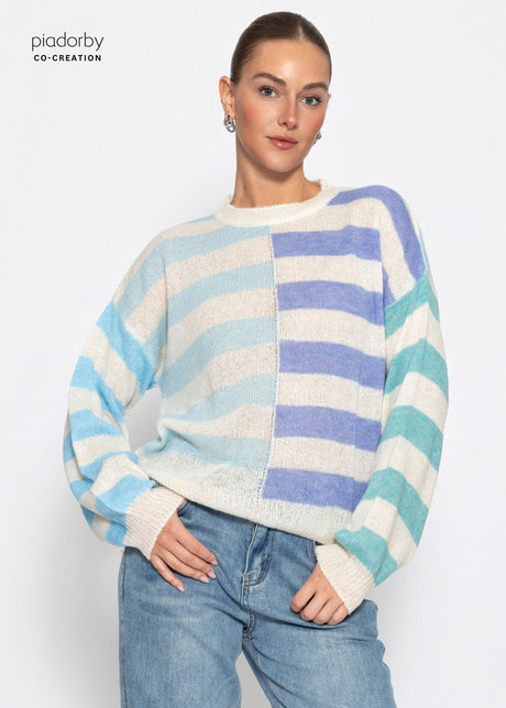 Feinstrickpullover mit Streifenmuster - blau von SASSYCLASSY