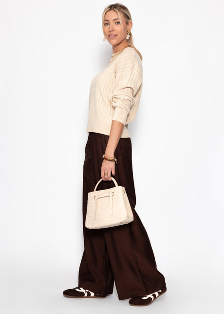 Ribbed cotton jumper - beige