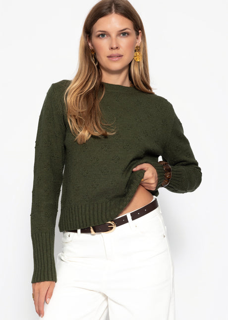 Feinstrickpullover mit Strukturmuster - grün von SASSYCLASSY