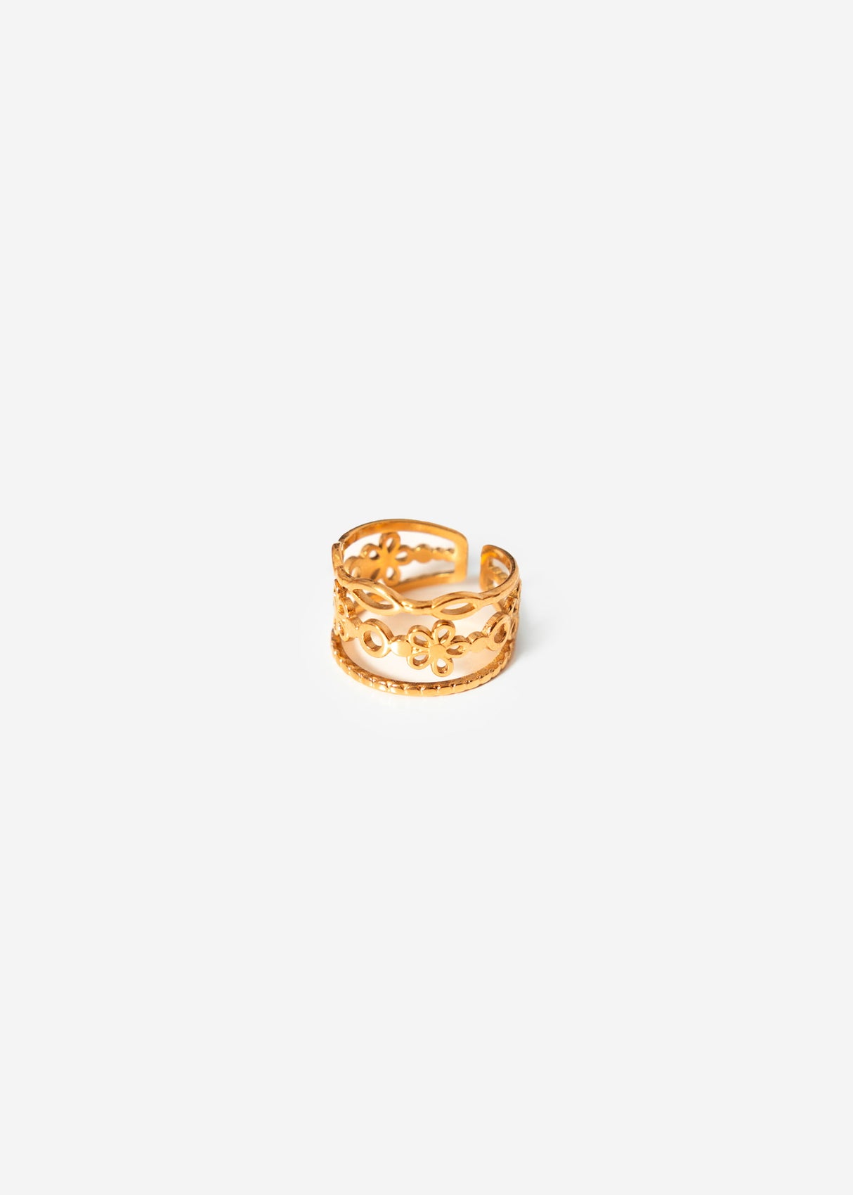 Floraler Dreifach Ring - gold