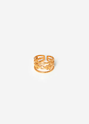 Floraler Dreifach Ring - gold