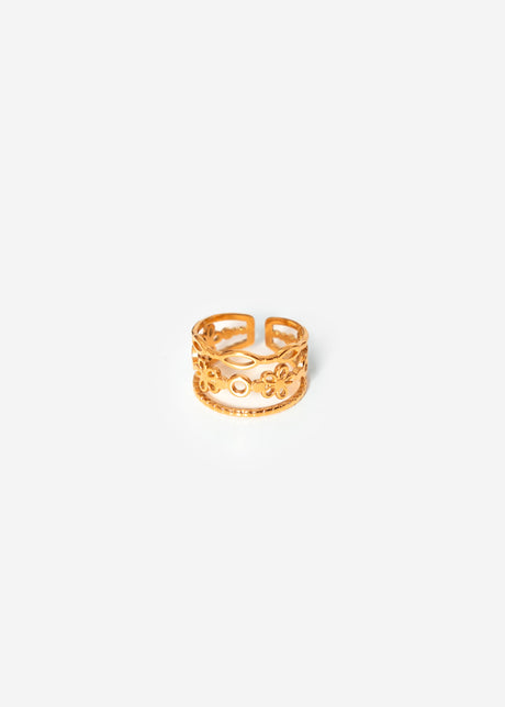 Floraler Dreifach Ring - gold von SASSYCLASSY