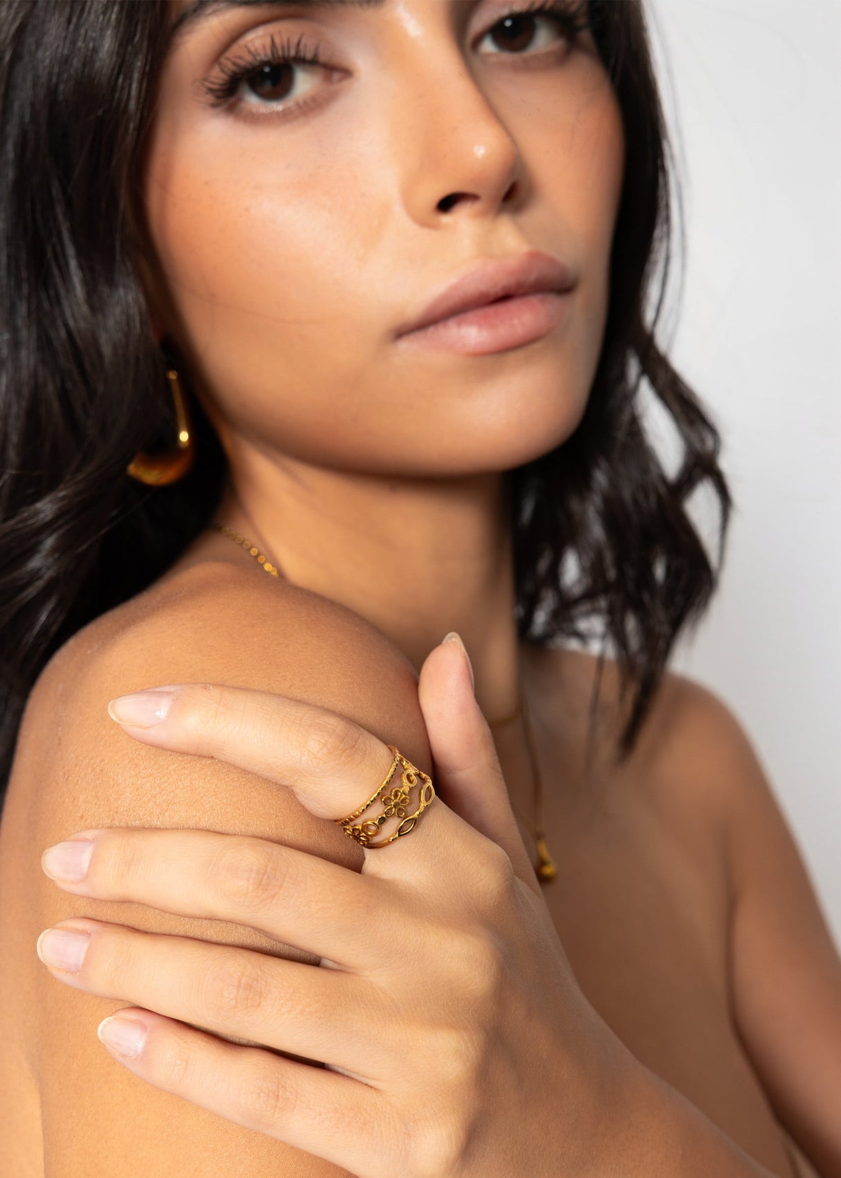 Floraler Dreifach Ring - gold