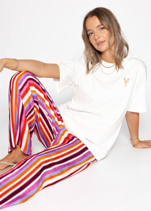 Patterned pants with a wide leg - pink