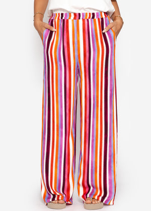 Patterned pants with a wide leg - pink