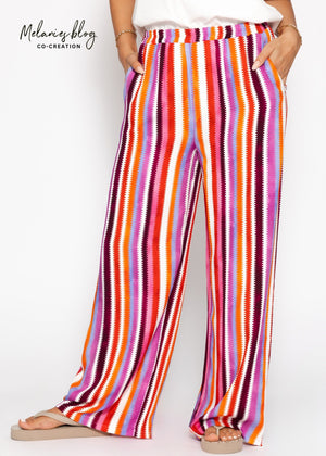 Patterned pants with a wide leg - pink