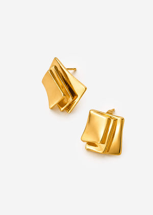 Geometrische Statement Ohrringe - gold