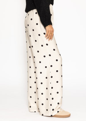 Polka-dot wide-leg pants - off-white