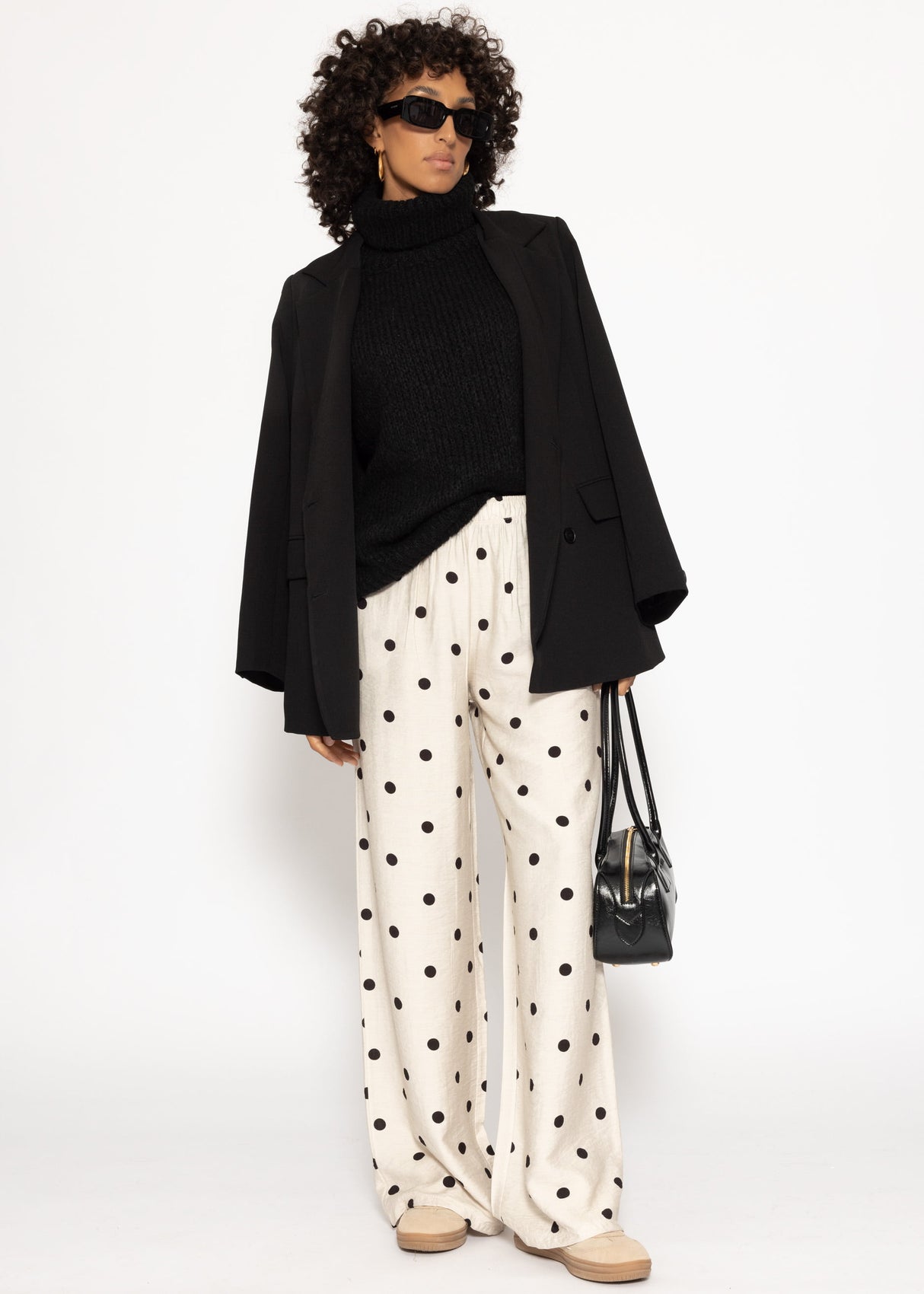 Polka-dot wide-leg pants - off-white