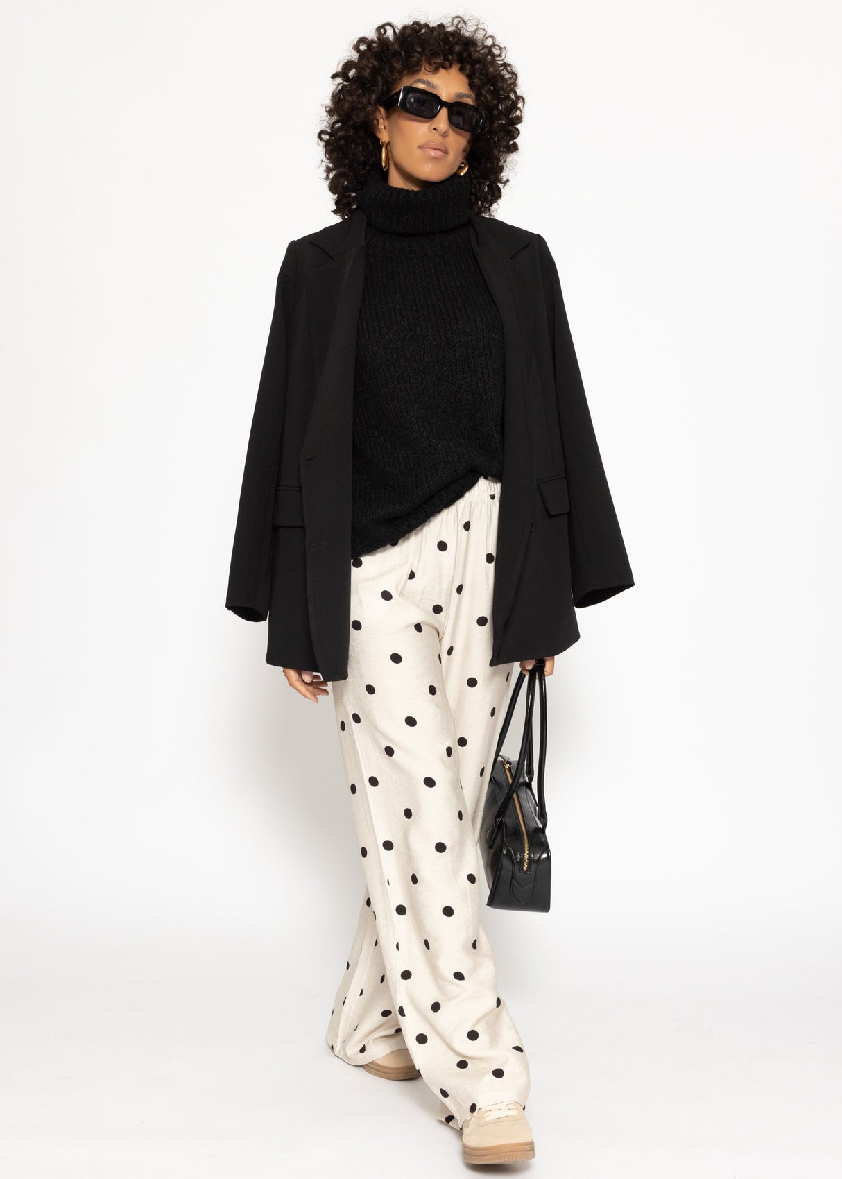 Polka-dot wide-leg pants - off-white