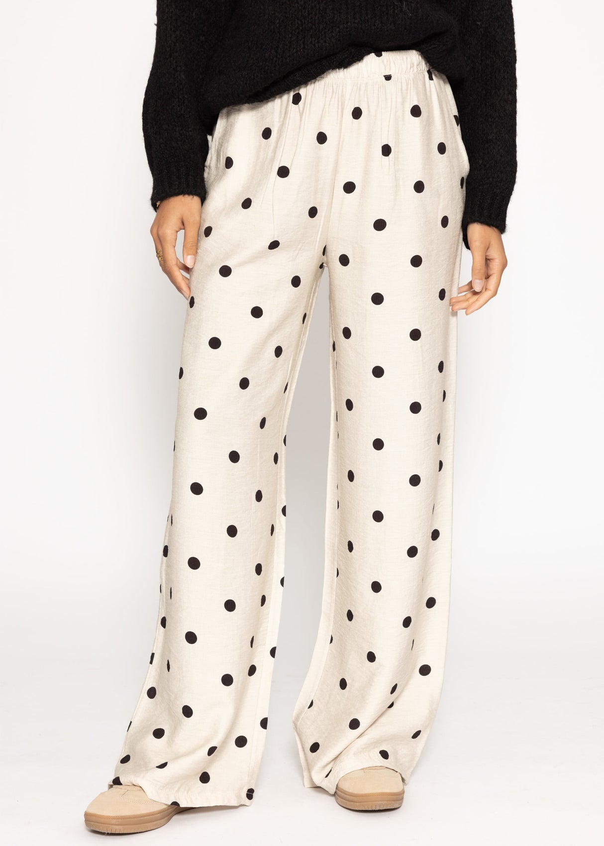 Polka-dot wide-leg pants - off-white