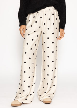Polka-dot wide-leg pants - off-white