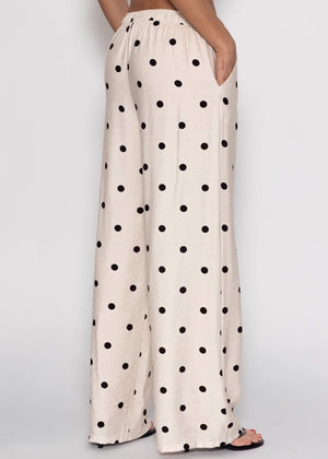 Gepunktete Hose mit weitem Bein - hellbeige
