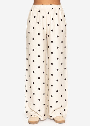 Polka-dot wide-leg pants - off-white