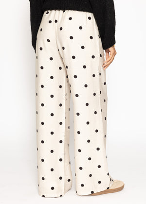 Polka-dot wide-leg pants - off-white
