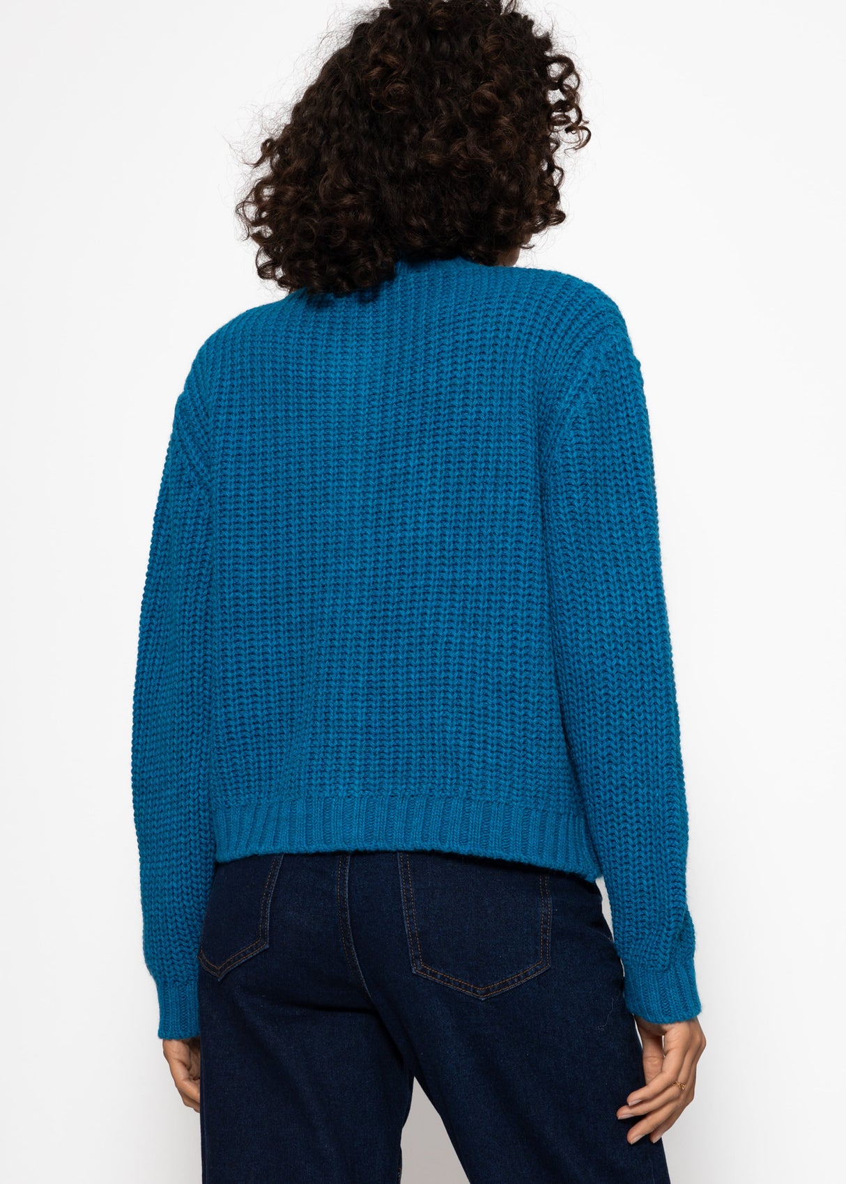 Cardigan with button placket and bags - petrol