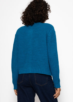 Cardigan with button placket and bags - petrol