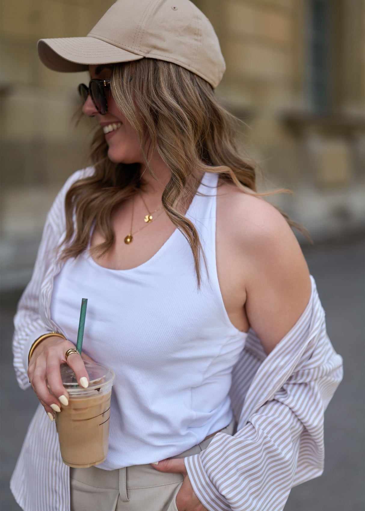 sassycassy Geripptes Neckholder Top - weiß