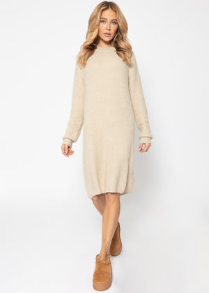 Ribbed knit dress - beige