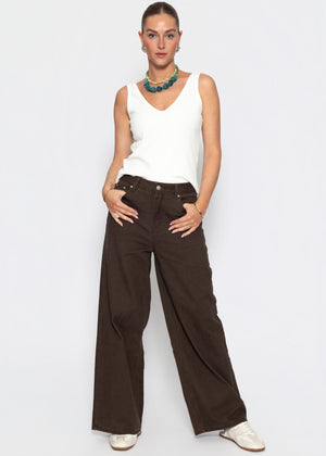 Geripptes Tank Top mit V-Ausschnitt - offwhite