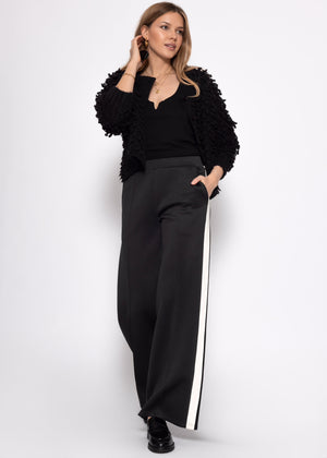 Ribbed V-neck top - black