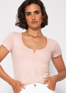 Ribbed T-shirt - dusty pink
