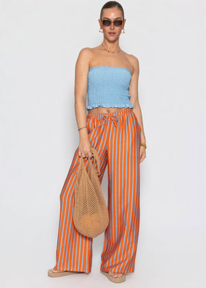 Gesmoktes Bandeau-Top - blau