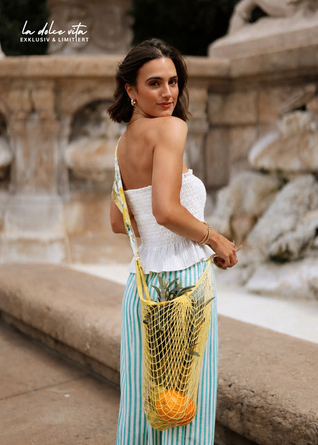 Gesmoktes Musselin Bandeau Top - offwhite von SASSYCLASSY
