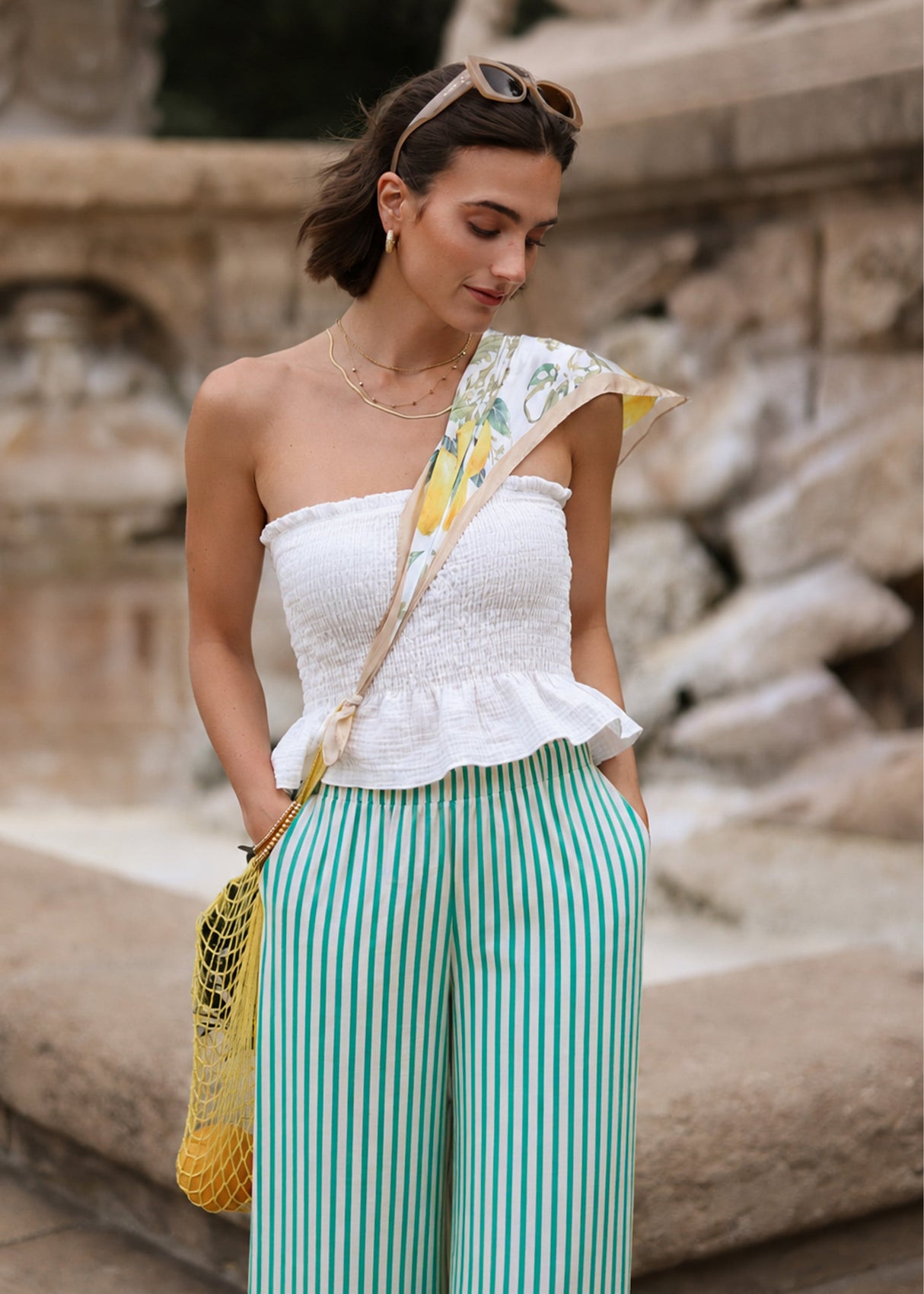 sassyclassy Gesmoktes Bandeau Top - offwhite
