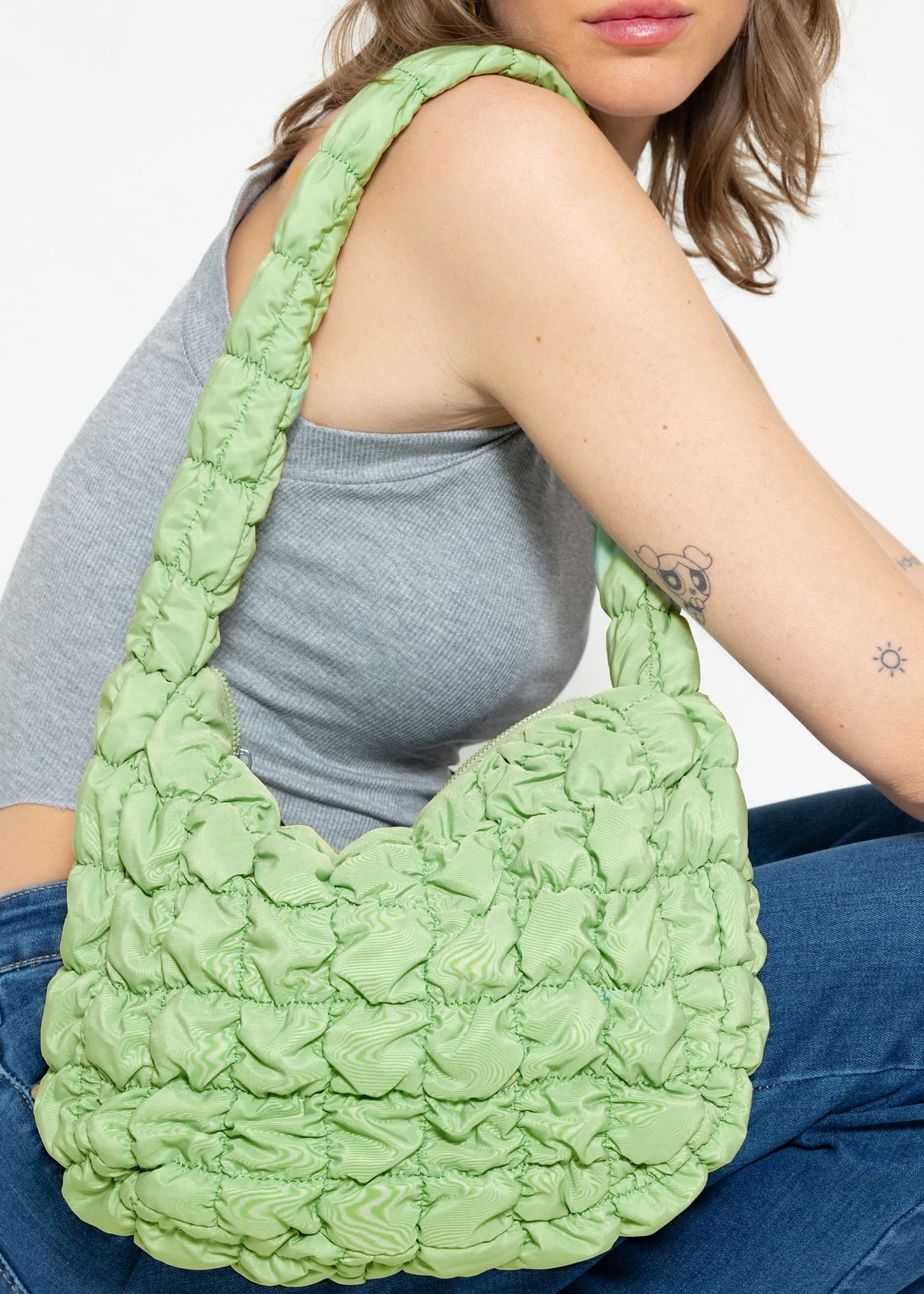 Gesteppte Tasche - hellgrün