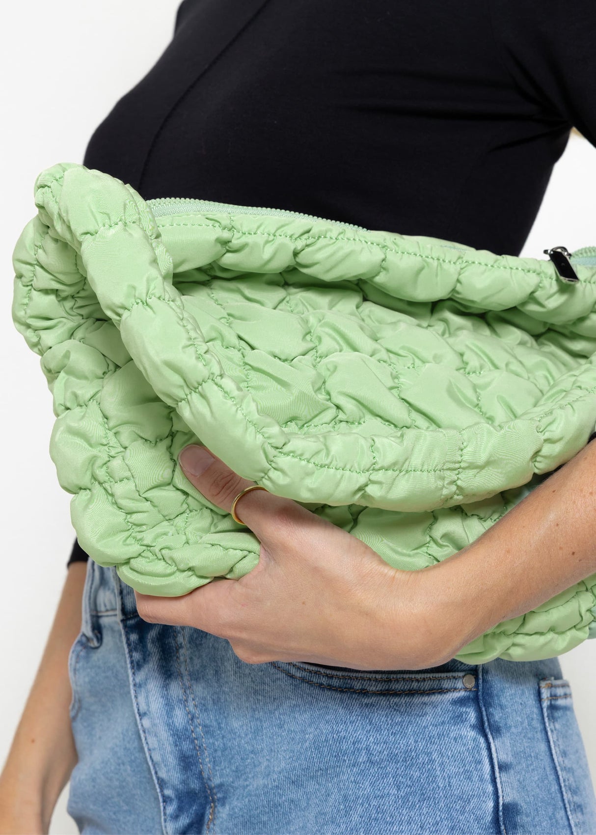 Gesteppte Tasche - hellgrün