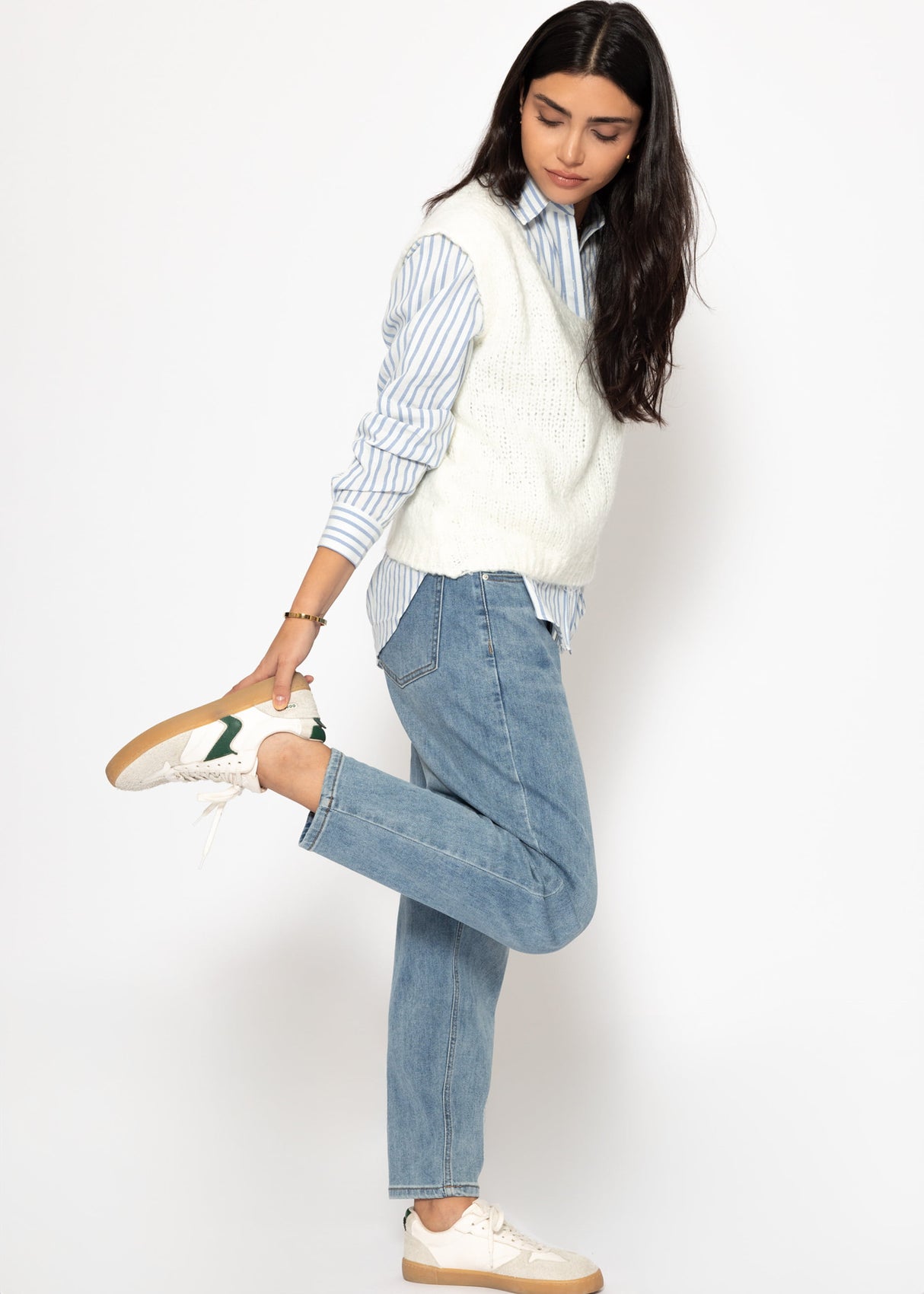 Striped shirt blouse - blue