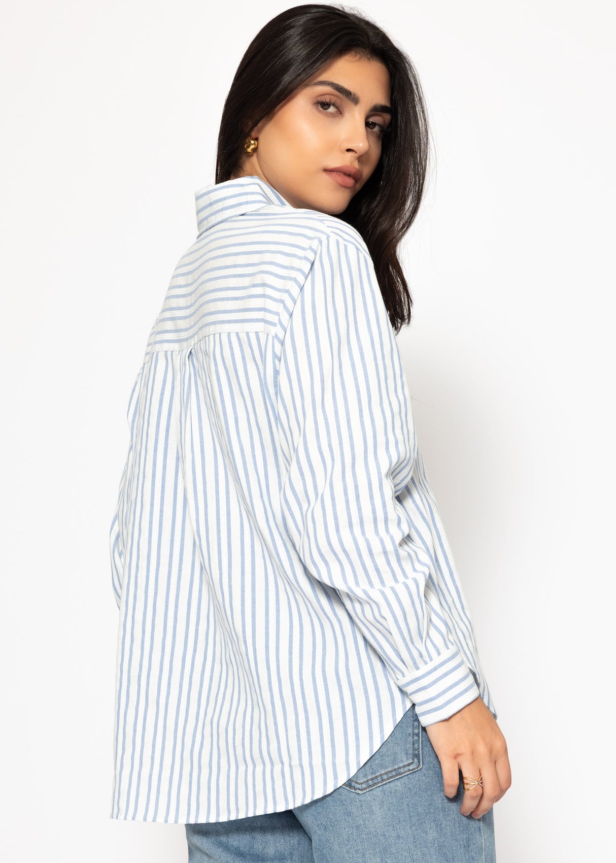 Striped shirt blouse - blue