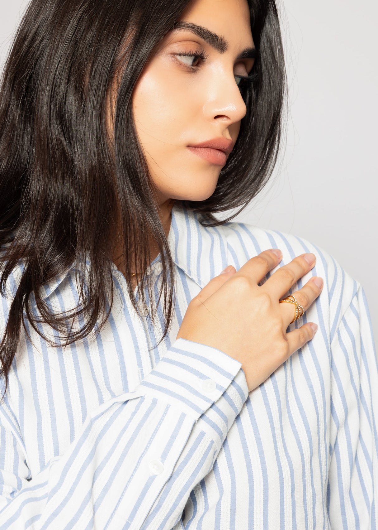 Striped shirt blouse - blue