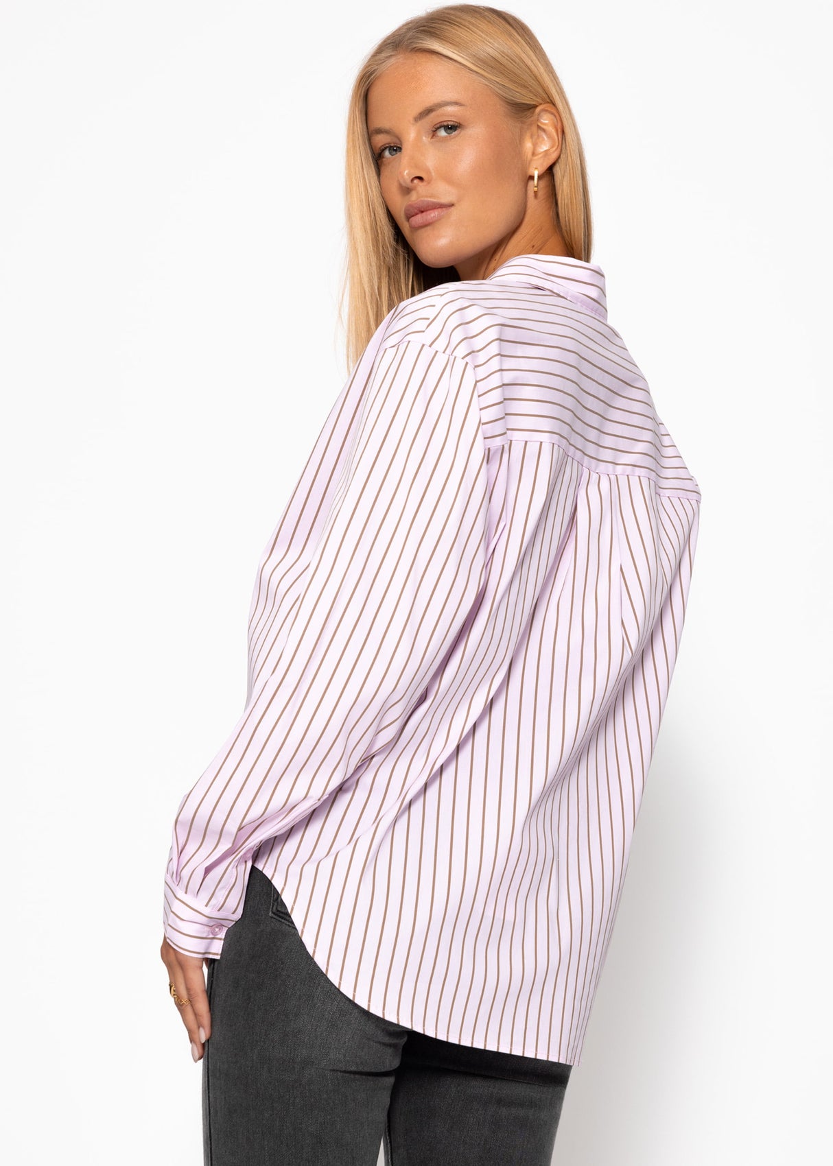Striped shirt blouse - pink