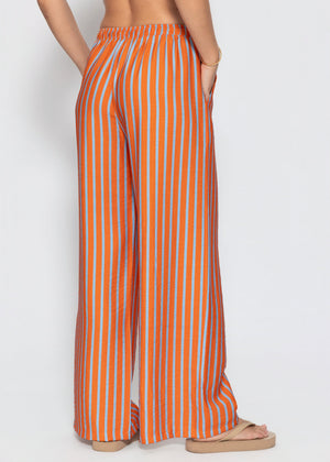 Gestreifte Hose mit Kordelzug - orange