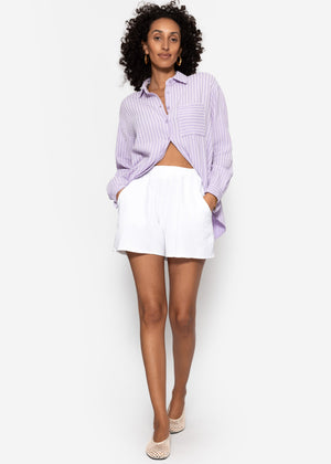 Gestreifte Musselin Hemdbluse - flieder
