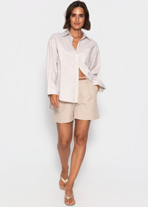 sassyclassy Gestreifte Oversize Bluse - beige