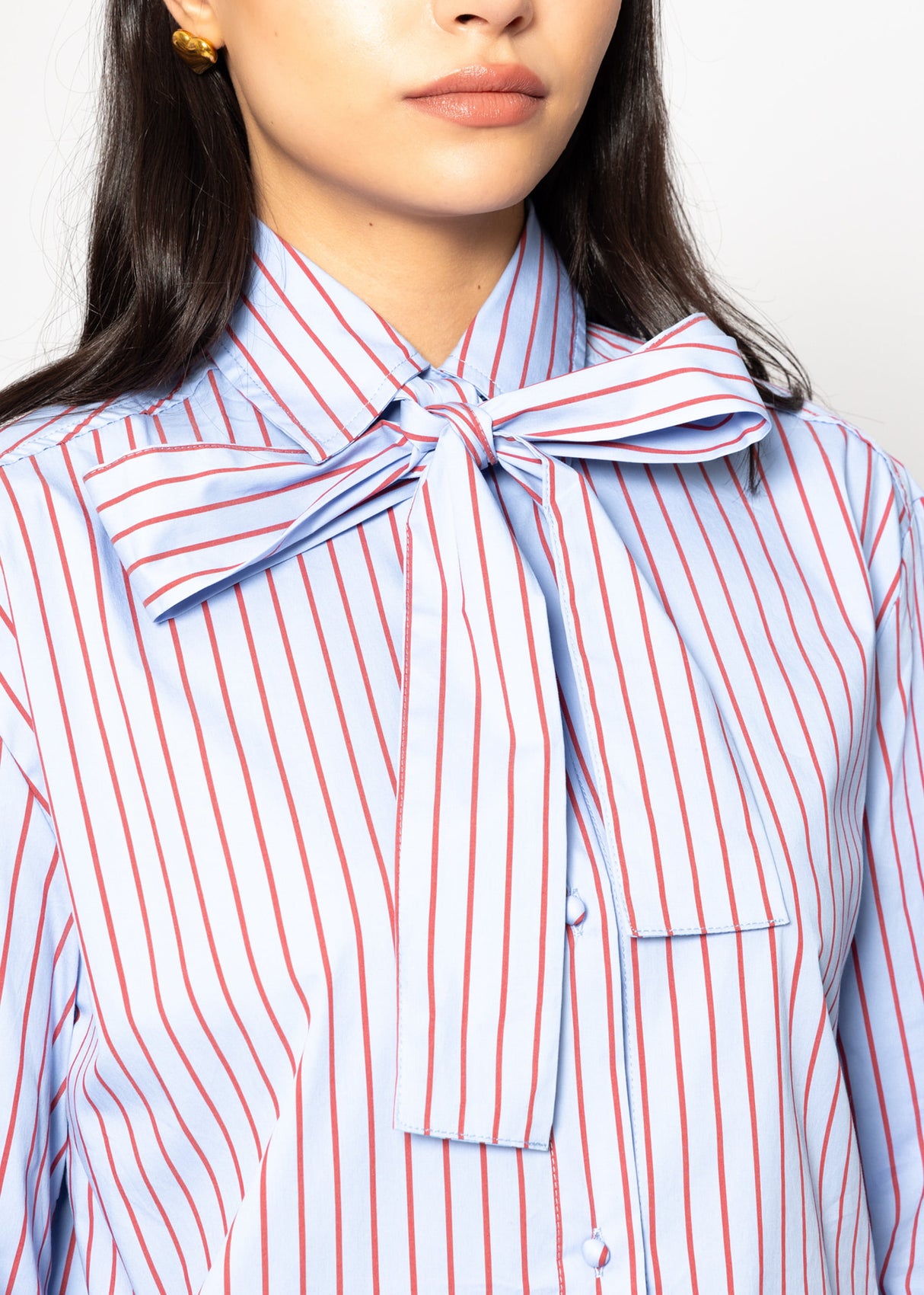 Striped flared blouse - blue
