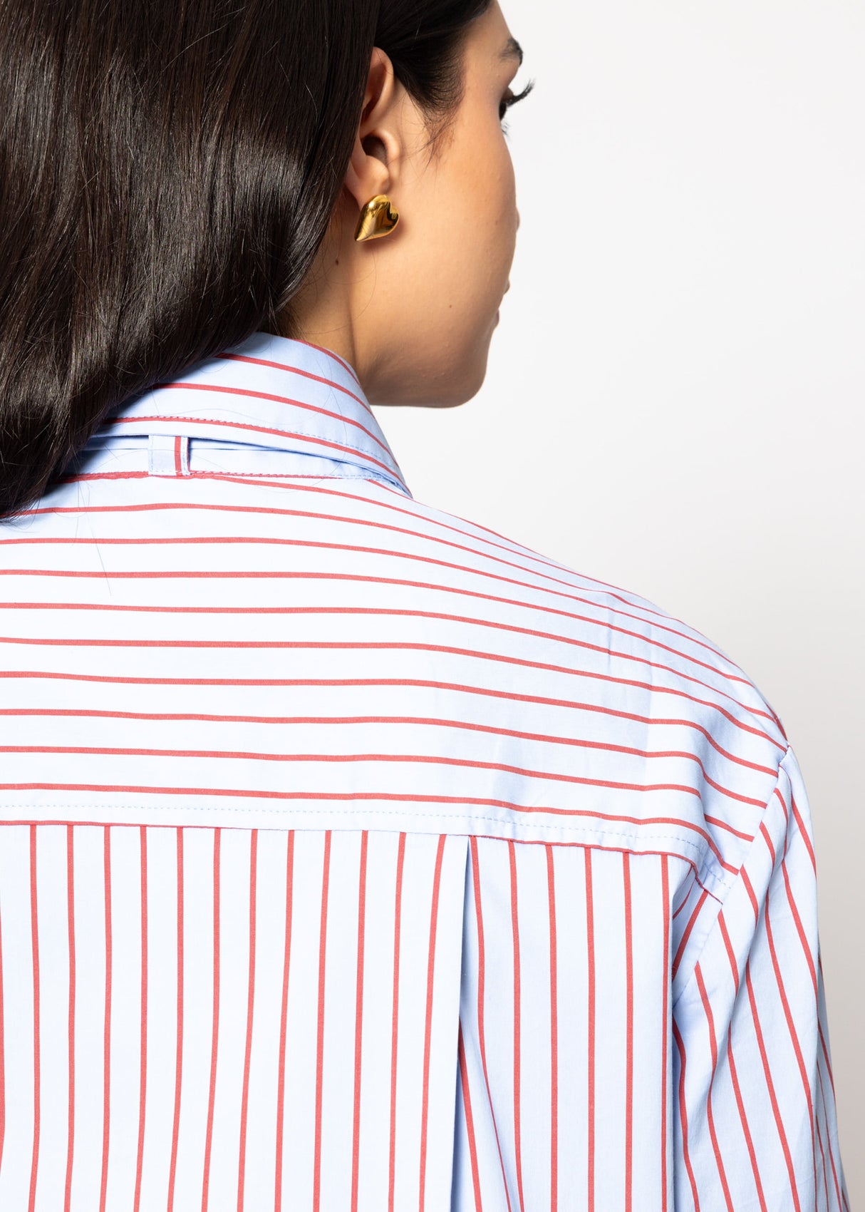 Striped flared blouse - blue