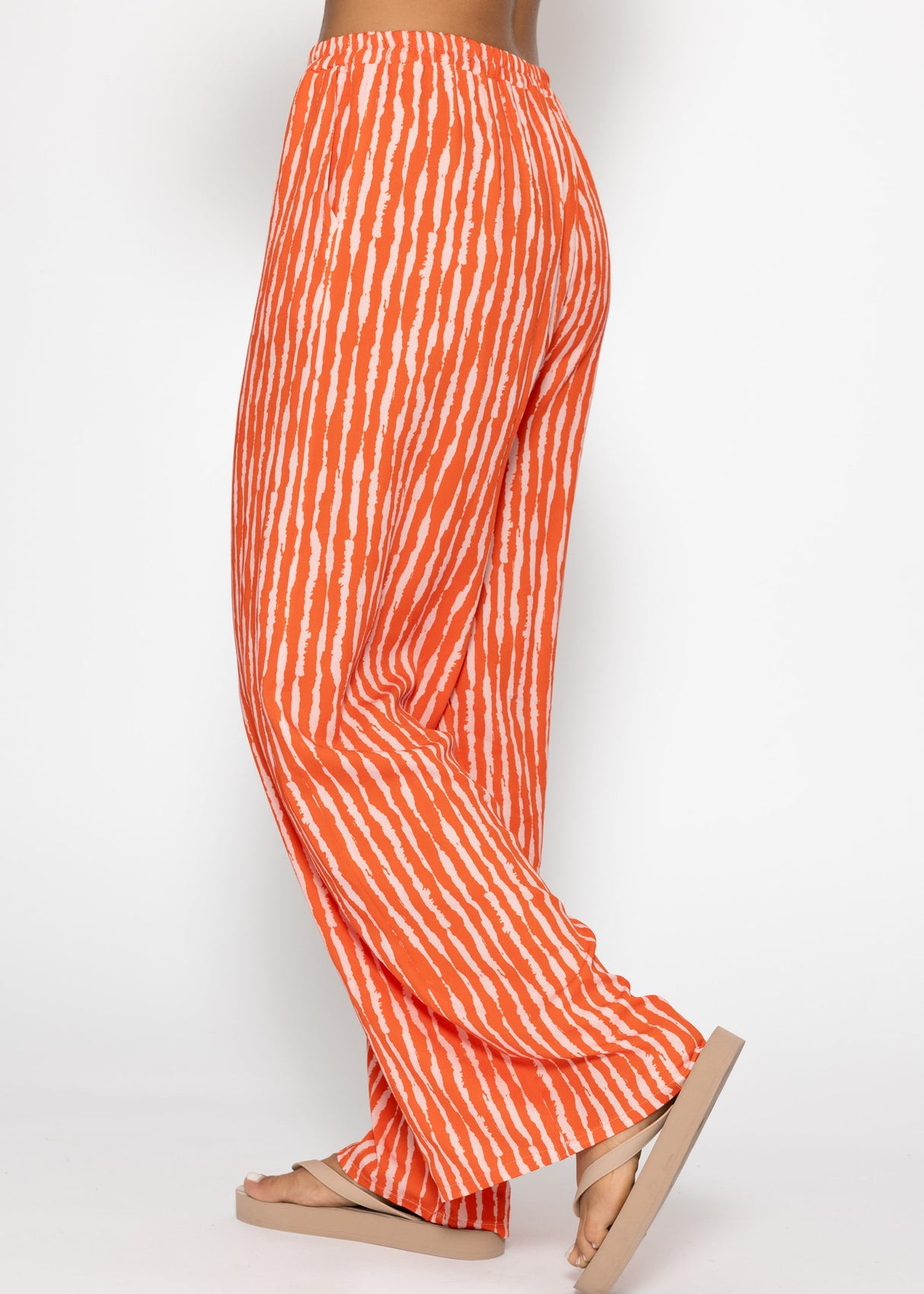 Striped viscose pants - orange