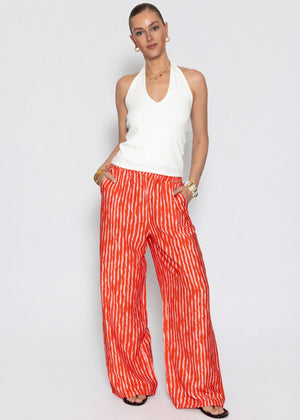 Striped viscose pants - orange