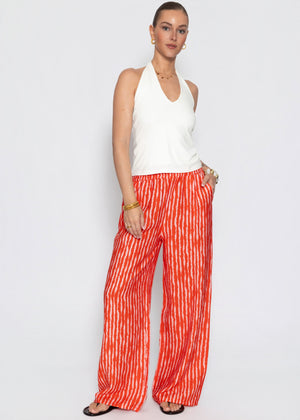 Striped viscose pants - orange