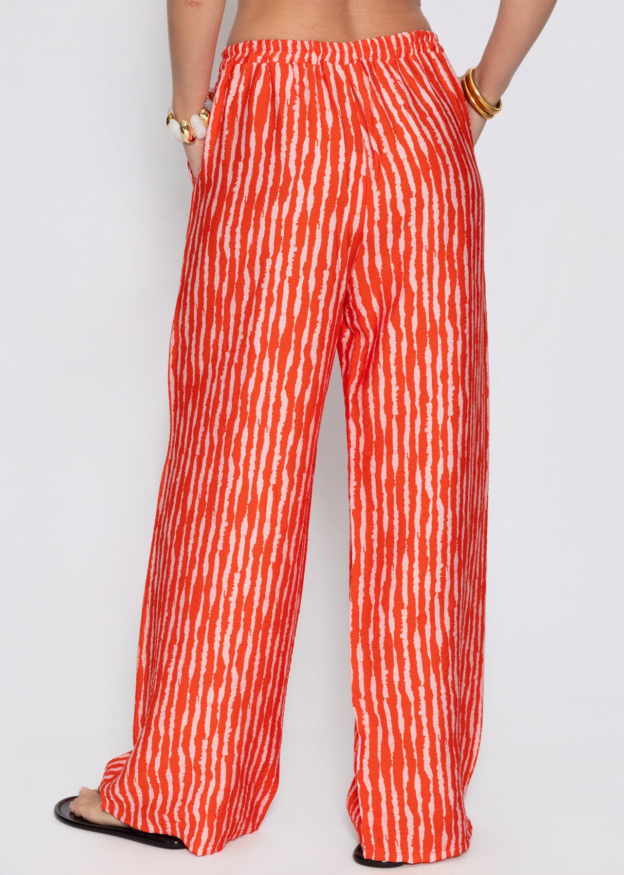 Striped viscose pants - orange