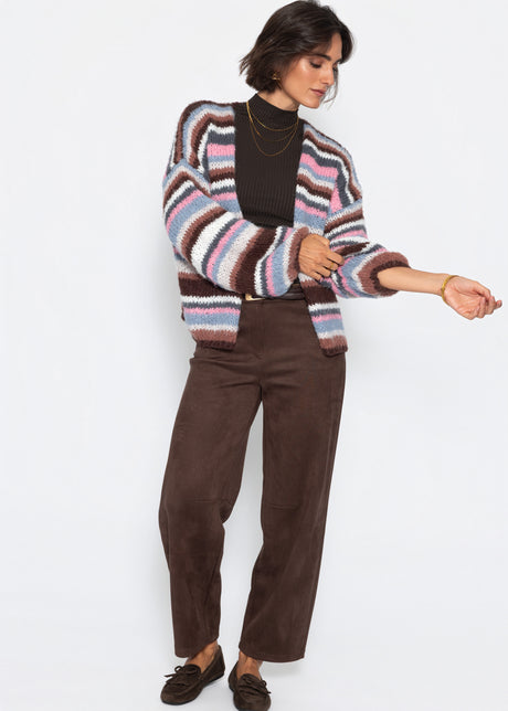 Striped multicoloured cardigan - blue-rose