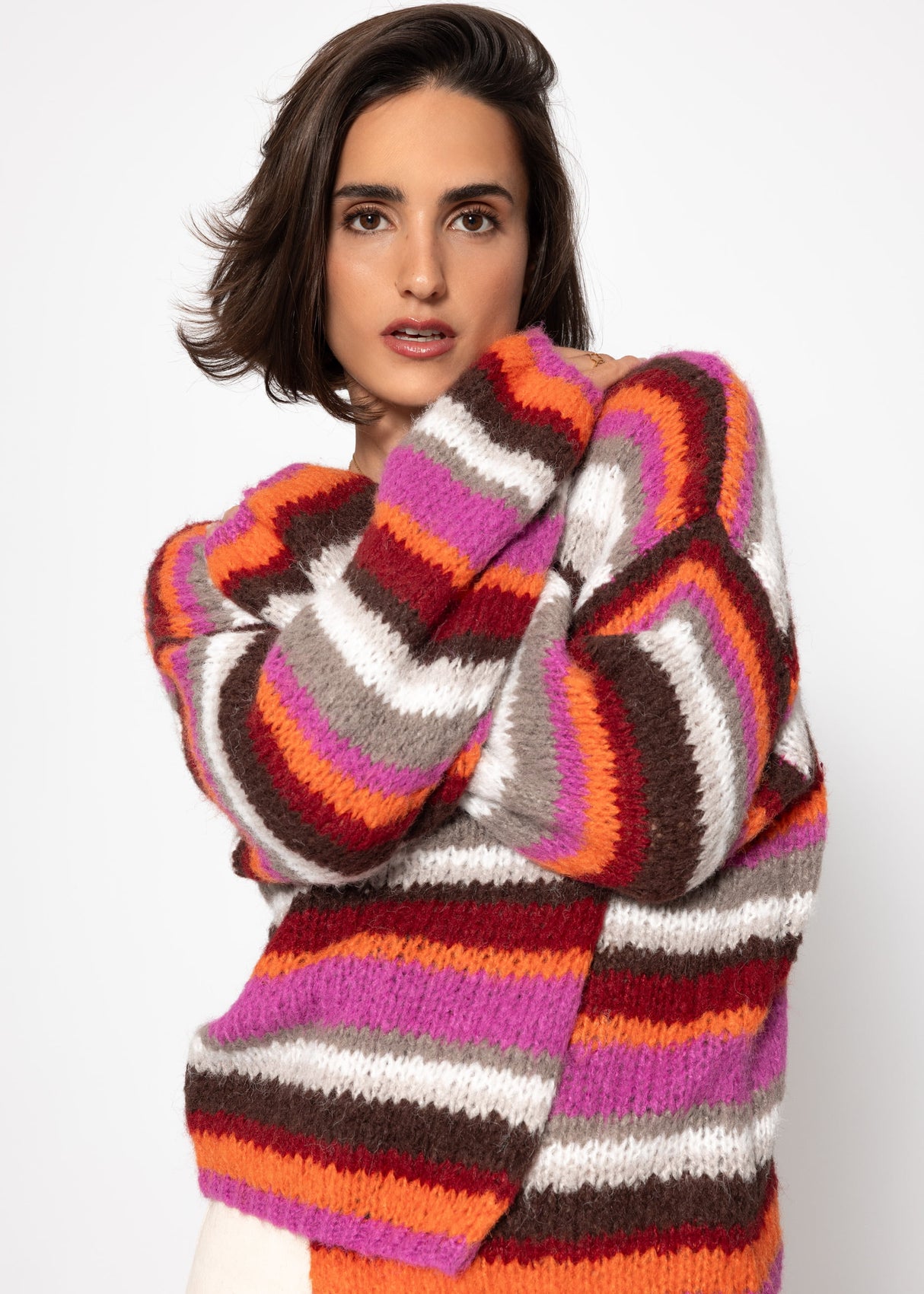 Striped cardigan - pink orange