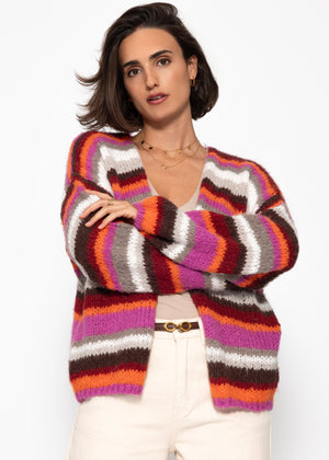 Striped cardigan - pink orange