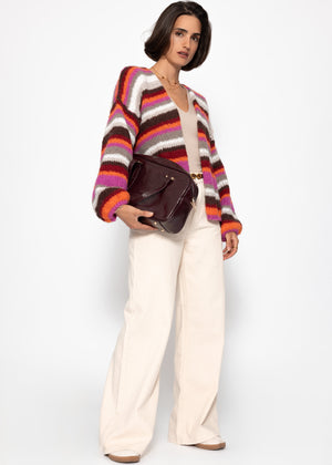 Striped cardigan - pink orange